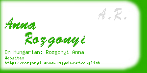 anna rozgonyi business card